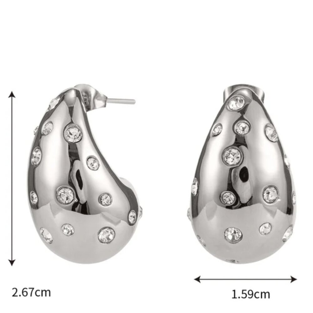 💎 18K White Gold Plated Teardrop Studs 💎